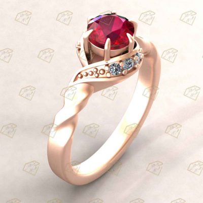 طرح ۳ بعدی انگشتر سولیتر کدR932 - فروش فایل ۳ بعدی طلا و جواهر