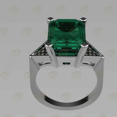 طرح ۳ بعدی انگشتر سه سنگ کدR943 - فروش فایل ۳ بعدی طلا و جواهر